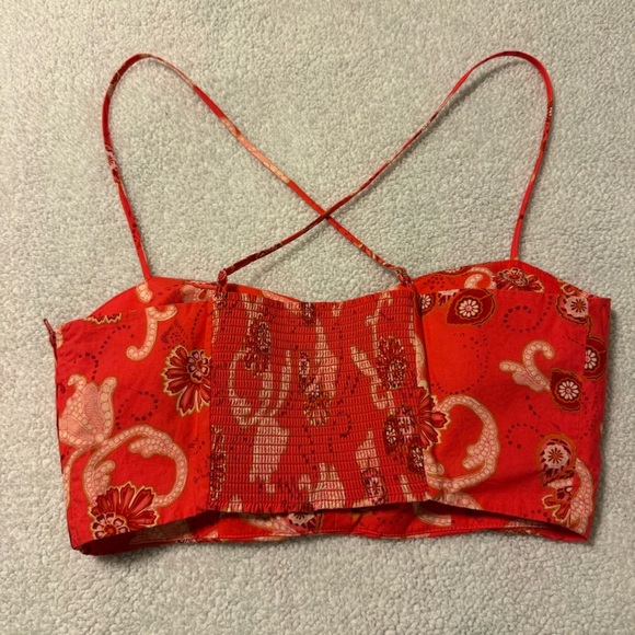 A.L.C. Arit Floral Ruched Crop Top Pink Paisley Print Crop Top - Picture 9 of 15